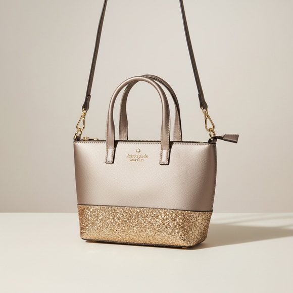 kate spade Metallic Taupe Crossbody with Gold Glitter Base - Picture 2 of 3